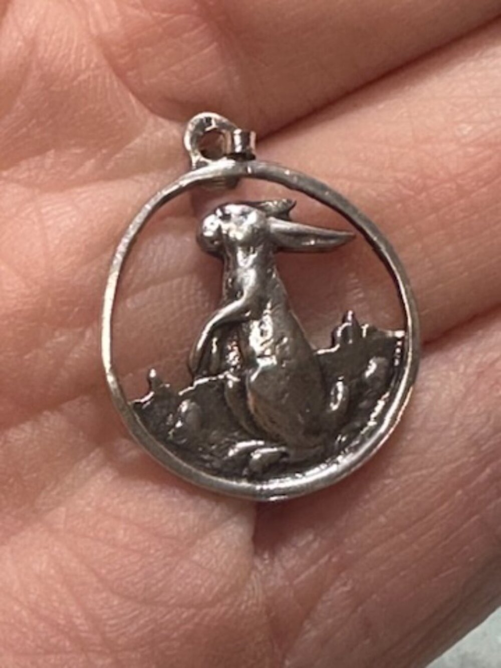 Vintage 925 Sterling Silver Bunny Rabbit Cutout Charm for Necklace or Bracelet